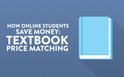 vector art of a blue book on a navy blue background for the blog on how to save money on textbooks blog