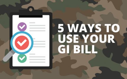 vector art of camouflage and a checklist on a clipboard for the GI bill blog