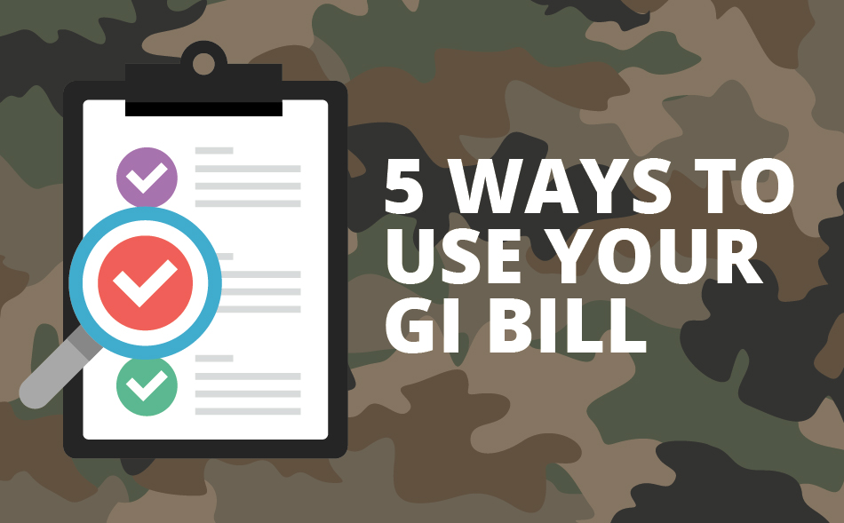 vector art of camouflage and a checklist on a clipboard for the GI bill blog